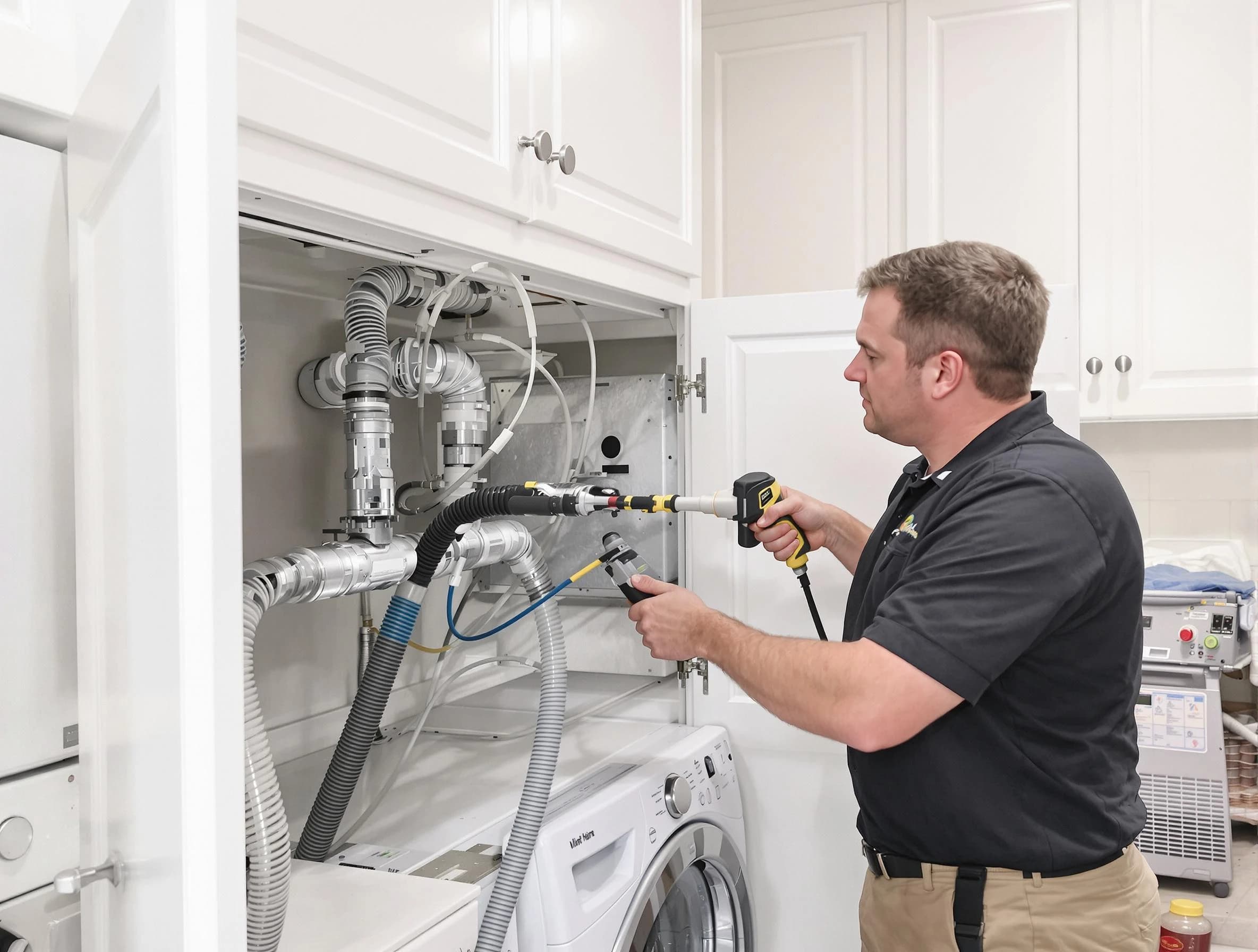 Orem Dryer Vent Cleaning professional removing severe blockage from a clogged dryer vent in Orem