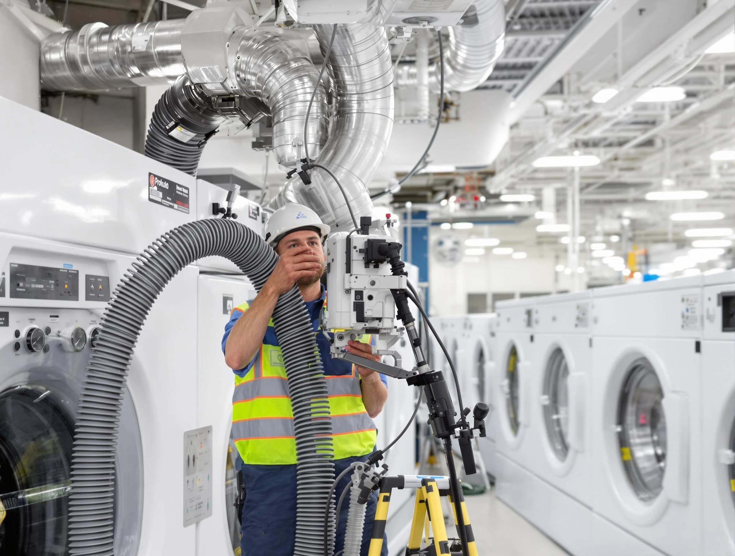 Orem Dryer Vent Cleaning team performing commercial-grade dryer vent cleaning at a business facility in Orem