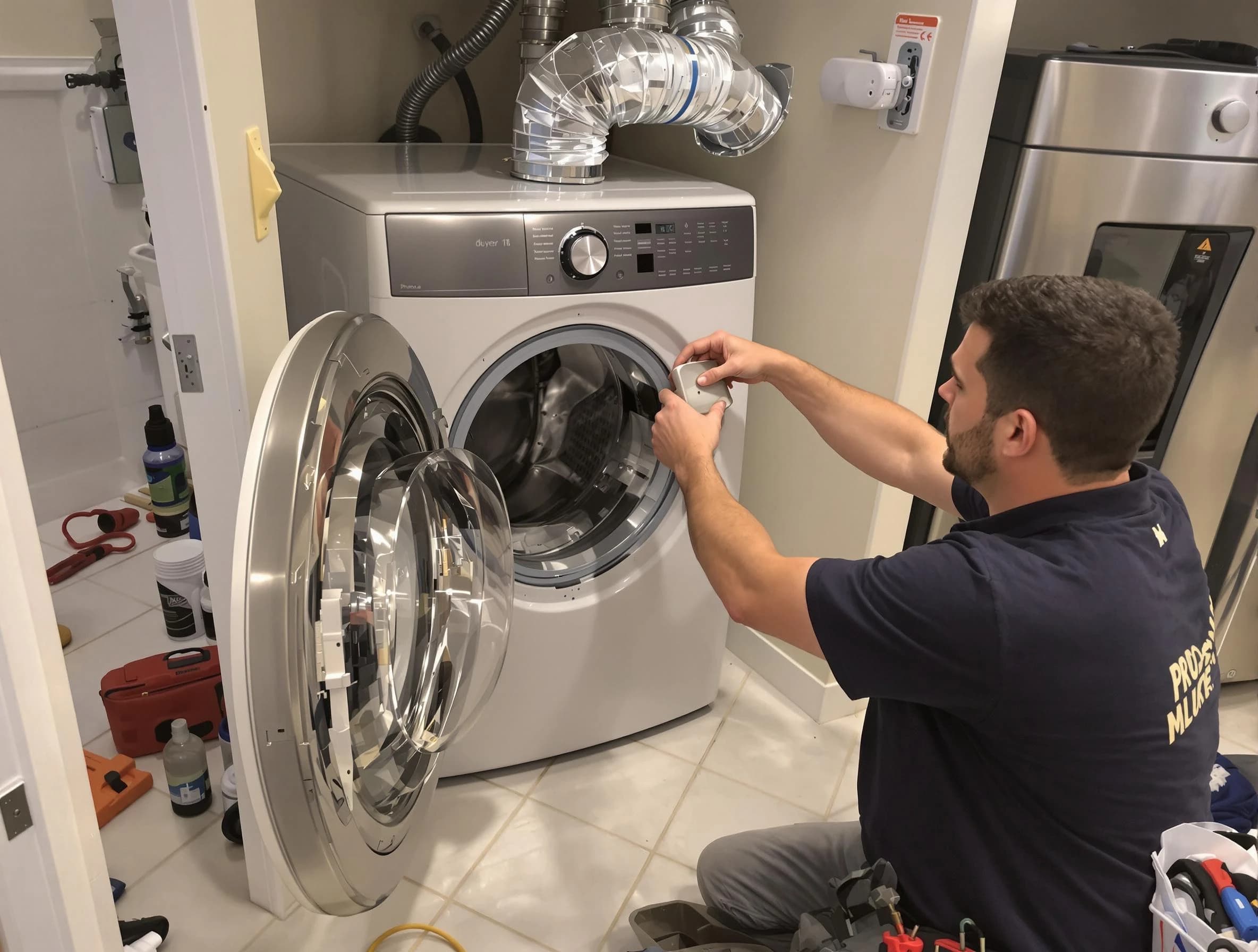 Orem Dryer Vent Cleaning technician performing precise dryer vent hose installation in Orem
