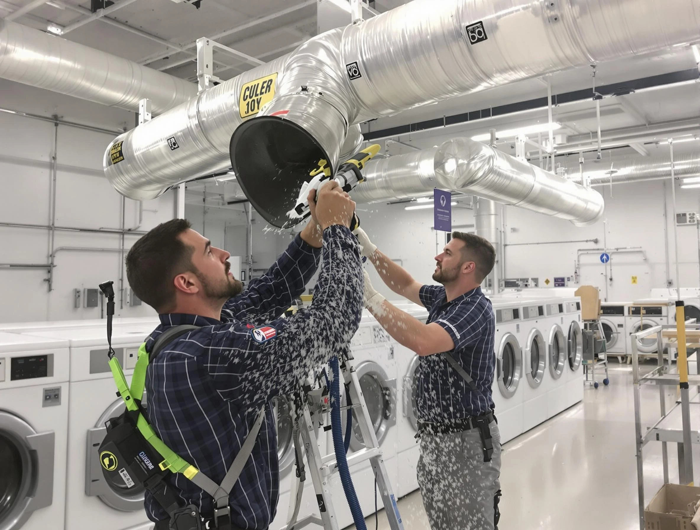 Orem Dryer Vent Cleaning team performing large-scale commercial dryer vent cleaning in Orem